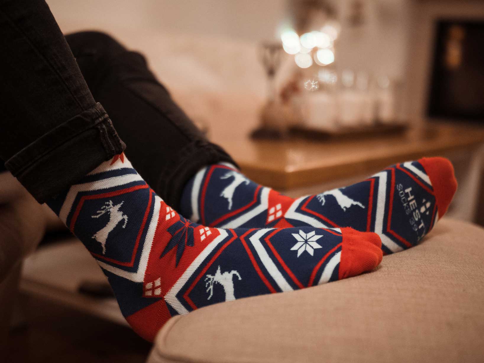 Veselé ponožky Nórsky modrý vzor