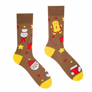 Veselé ponožky “Vianočný čas je Christmas time” – hnedé detské