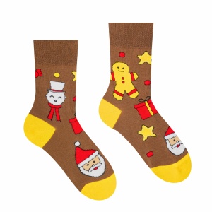 Veselé ponožky “Vianočný čas je Christmas time”- hnedé